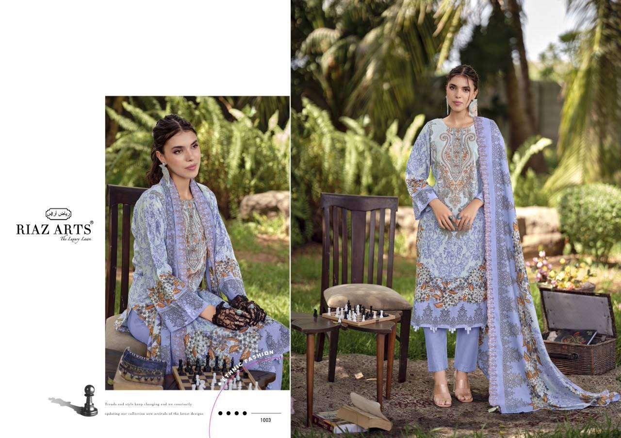 REHMAT By RIAZ ARTS 1001 TO 1008 Series Pakistani Suits Ethnic Wear LAWN COTTON CAMRIC Dresses At Wholesale